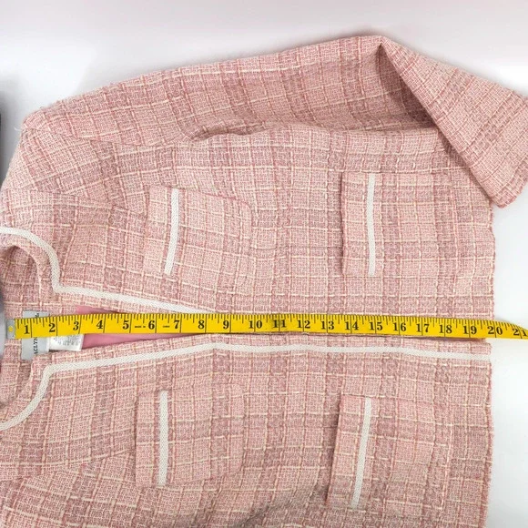 Jaclyn Smith 6 Vintage 90s Twee Quiet Luxury Coquette Tweed Fringe Short Blazer - Picture 16 of 16